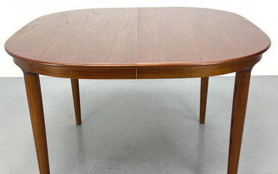Danish teak dining table with rounded corners. No leaf. Refinished.