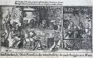 David Vinckboons (1576 - 1632) - Den nieuwen lust-hof / Bruylofts bancket Vondel e.a.