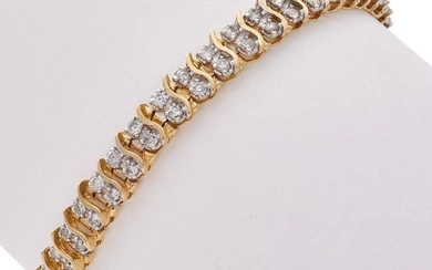 Diamond, 14k Yellow and White Gold Bracelet