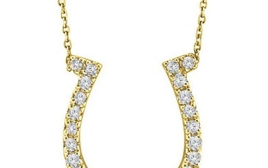 Diamond Horseshoe Pendant Necklace 14k Yellow Gold 0.26ctw