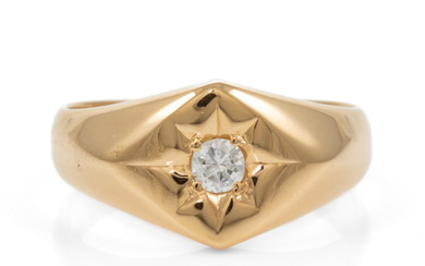 Diamond Signet Ring 18ct Yellow Gold