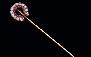 Diamond and synthetic ruby pin