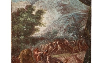 Dipinto, Scena di battaglia antica, Pittore veneto del XVIII secolo