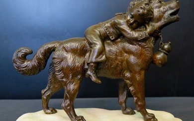 Dog & Child bronze