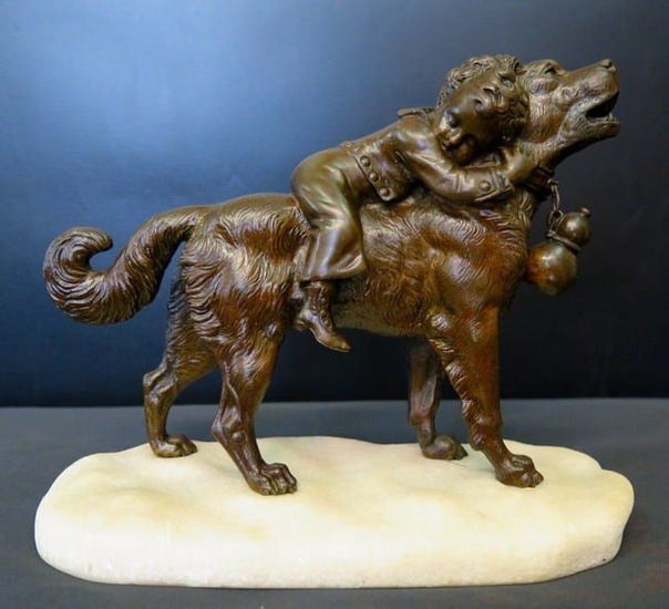 Dog & Child bronze