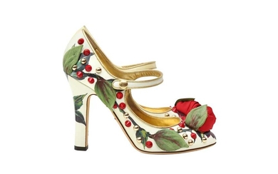 Dolce & Gabbana Ivory Floral Print Heeled Pump - Size 36