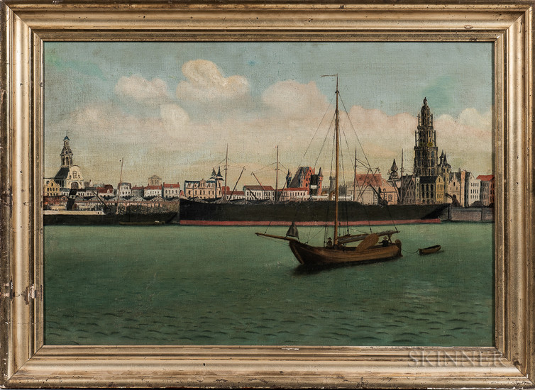 Dutch School, 19th Century Dutch Waterfront Scene