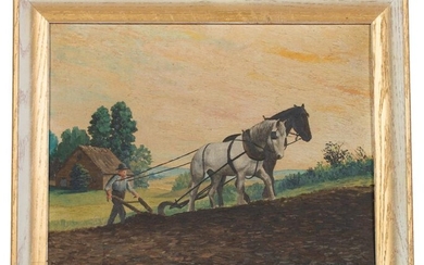 E. L. Spearman Farm Landscape Oil Painting