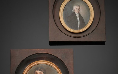 ECOLE du XIXème siècle Deux portraits d'homme Deux... - Lot 59 - Euvrard & Fabre