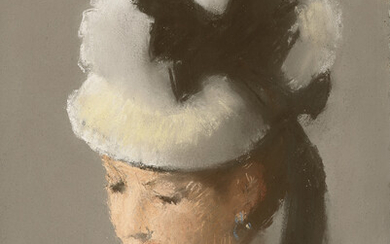EDOUARD MANET (1832-1883) Jeune femme au chapeau blanc