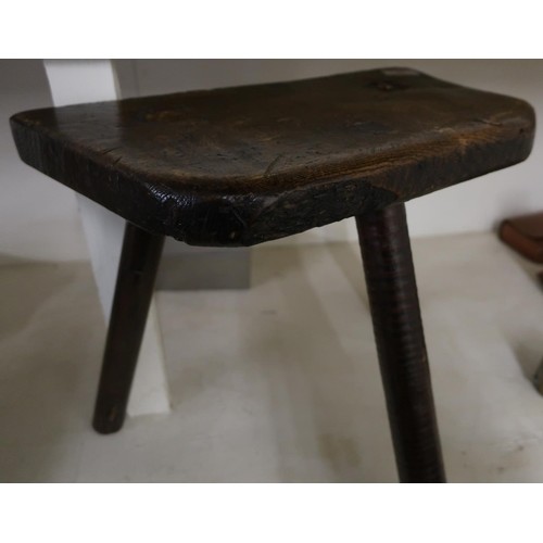 Early 19th C three legged milking type stool