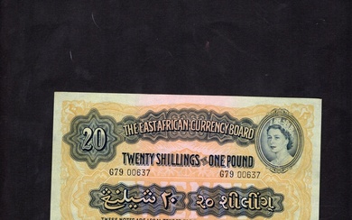 East Africa. East African Currency Board. 20 Shillings=1 Pound. 1 January 1955. P-35. No. G79 0...