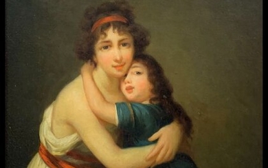Êcole Française (Fin XIXème) - Autoportrait avec sa Fille Julie (D'après Elizabeth Vigée-Lebrun)