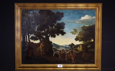 École flamande - XVIIe siècle - "Scène biblique" - Huile sur toile - 76 x...