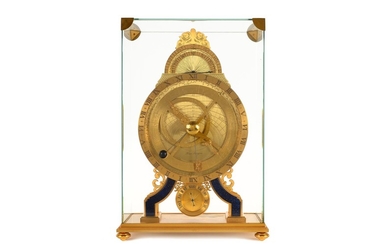 (-), Een quartz aangestuurde vergulde pendule met barometer...