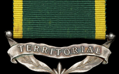 Efficiency Medal, G.VI.R., 1st issue, Territorial (897687 Bdr. J. Brown. M.M. R.A.)...