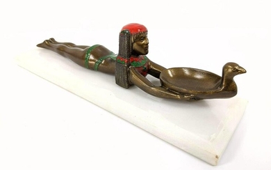Egyptian Style Painted Metal Incense Burner. Figural fo