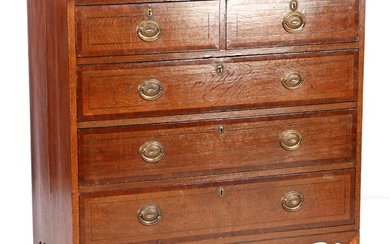 (-), Oak with walnut veneer 5-drawer chest of...