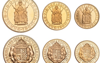 Elizabeth II (1952-2022), Gold Proof set, 1989, Sovereign Anniversary, comprising Two Pounds,...