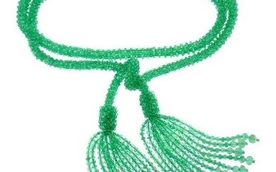 Emerald Bead Strand Tussle Sautoir Necklace