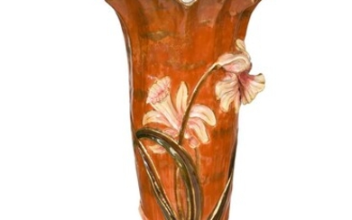 Emile Gallé (French, 1846-1904), an Art Nouveau faience vase