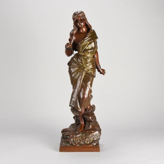 Emmanuel Villanis (1858 ~ 1914) French Art Nouveau bronze figure 'Prise de Corsaire' Signed E Villanis, stamped with 'Societe des Bronzes' and titled. Circa 1890 - Height 54 cm