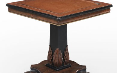 Empire Style Maple, Ebonized, and Parcel-Gilt Pedestal Side Table