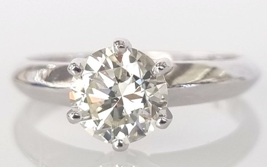 Engagement ring - 14 kt. White gold - 1.01 tw. Diamond (Natural)