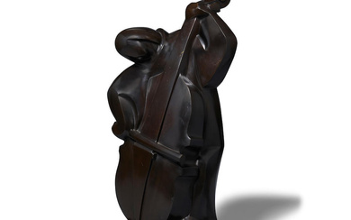 FERDINAND PARPAN (1902-2004) Double Bass Player circa 1945 patinated bronze,...
