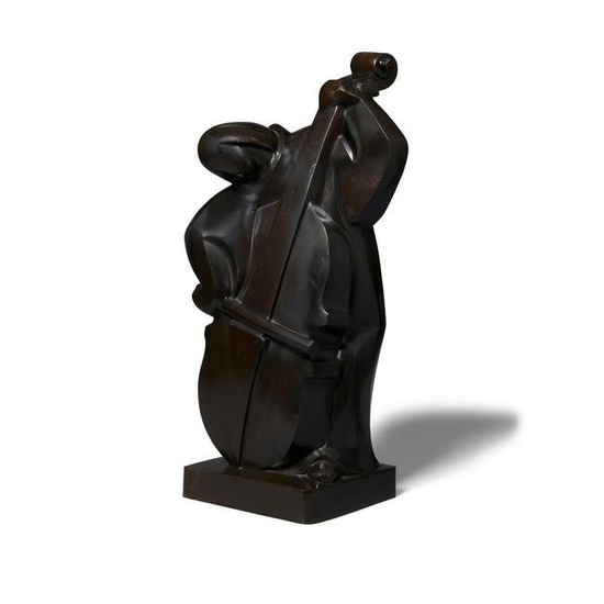 FERDINAND PARPAN (1902-2004) Double Bass Playercirca 1945patinated bronze, signed 'F. Parpan' an...