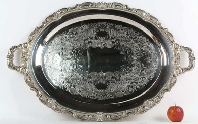 FINE LARGE 31" TWIN HANDLE SILVERPLATE TRAY