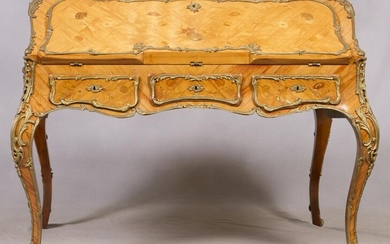 FRENCH LOUIS XV STYLE DOUBLE DROP FRONT PARTNERS DESK