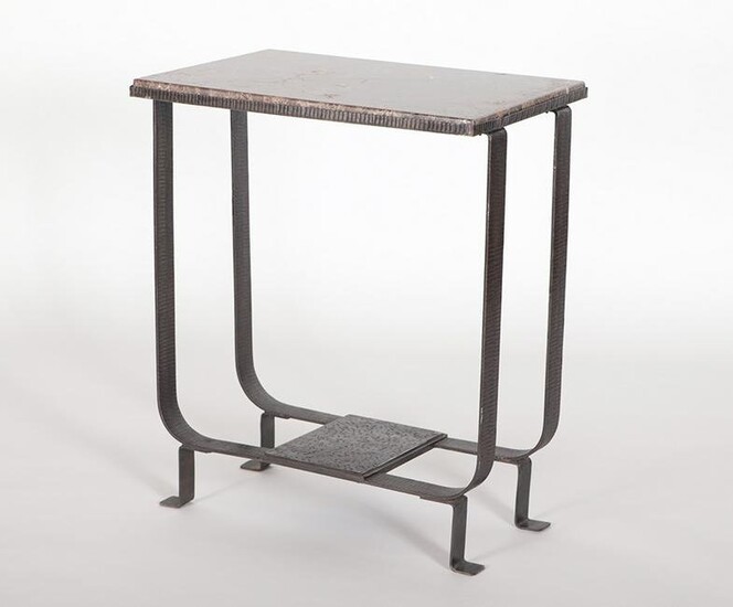 FRENCH IRON MARBLE OCASSIONAL TABLE CIRCA 1930