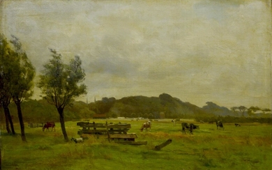 Federico Rossano (1835 - 1912) PAESAGGIO DELLA NORMANDIA olio su tela...