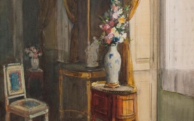 Félix CARME (1863-1938) Intérieur bordelais Aquarelle signée en bas à droite. Dim. à vue :...