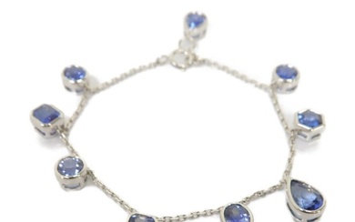 Fine Jewelry 6.25ct Sapphire Bracelet Accessories 18K White Gold