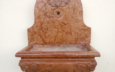 Finely worked wall fountain - 3 modules - H 129 cm - Verona Red Marble - 2000-Present