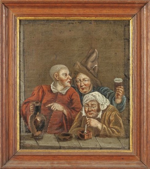 Flemish school XVIII century "Three characters" oliocm