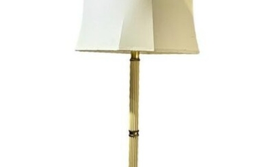 Floor lamp with metal base and light beige baguette