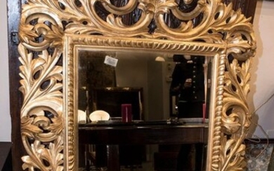 Floor mirror, Mirror, Wall mirror - Rococo Style - Gold, Wood - Late 19th century