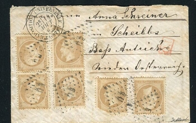 France 1867 - letter from the Bureau de l'Exposition Universelle for Austria with 6 Yvert no. 21 EU Cachet