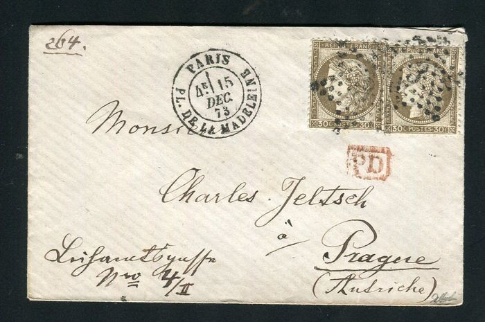 France 1873 - A superb letter from Paris bound for Prague