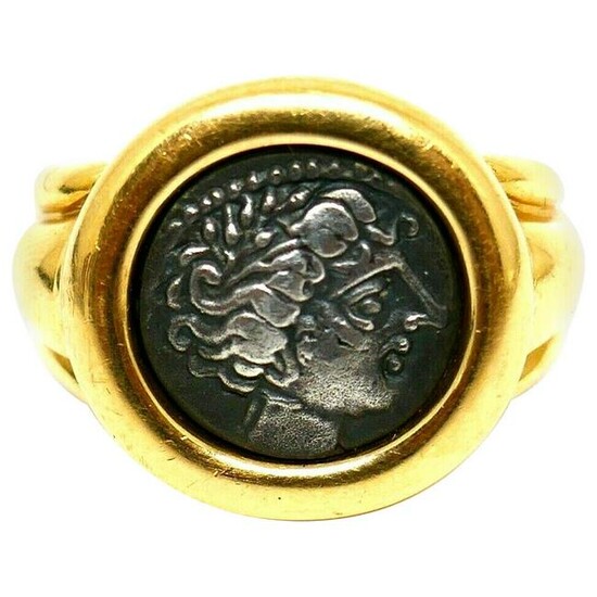 Fred Paris Vintage Yellow Gold Ancient Coin Ring