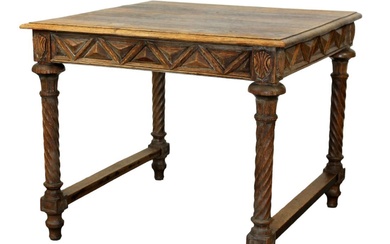 French Gothic Revival textured oak occasional or game table