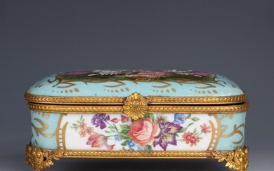 French Hand-Painted Gilt and Enamel Inlaid Copper Ruyi Box, 19th Century.