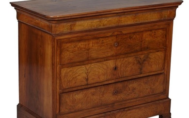French Louis Philippe Walnut Commode, mid 19th c., H.- 40 in., W.- 48 3/4 in., D.- 22 3/4 in.
