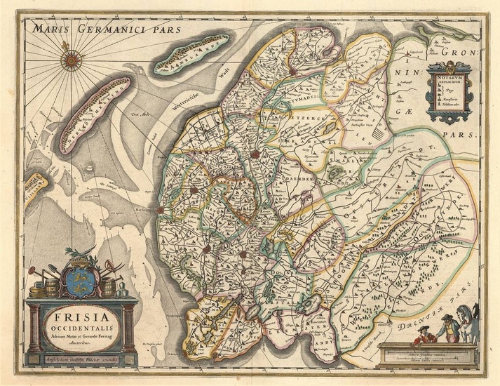 [Frise]. "Frisia occidentalis. Carte engr. à la main d'après A. METIUS et G. FREITAG, 3...