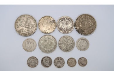 GB Sterling silver coins including a Victorian 1878 half cro...
