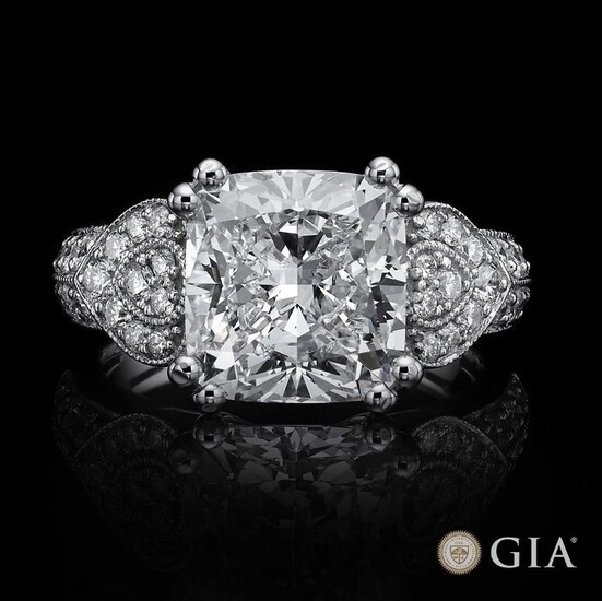GIA - 18 kt. White gold - Ring - 5.03 ct Diamond - E/VS2