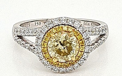 GIA certified - no reserve price - 18 kt. White gold - Ring - 1.05 ct Diamond - Diamonds